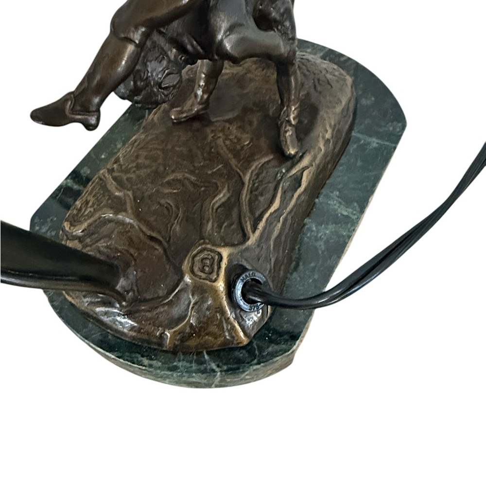 Vintage Andrea By Sadek Bronze Art Nouveau Table Lamp Children Playing Leapfrog - Picture 4 of 6